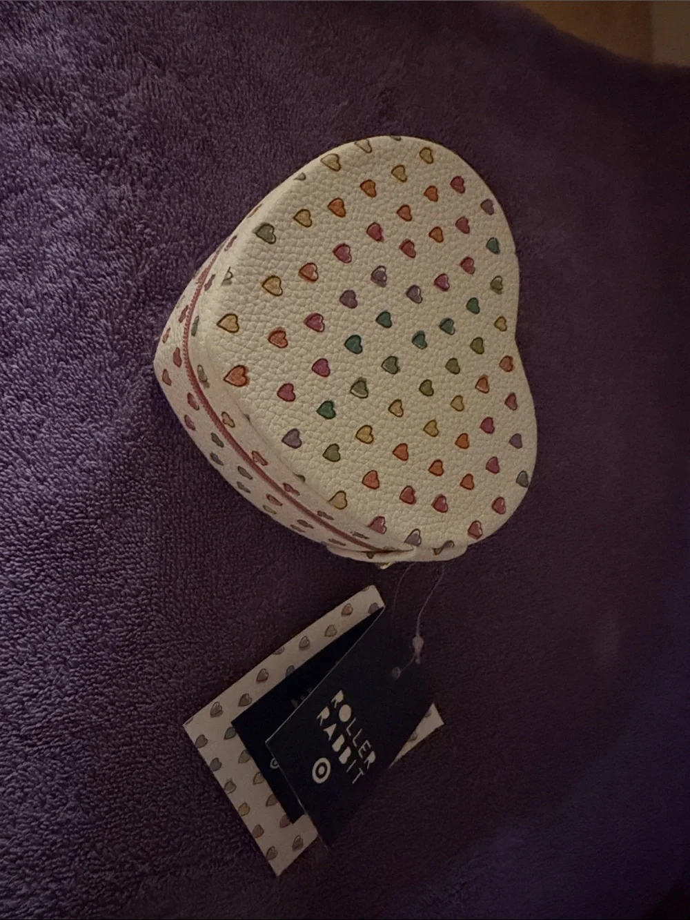 Roller Rabbit White Heart-Print Heart Shaped Coin Purse